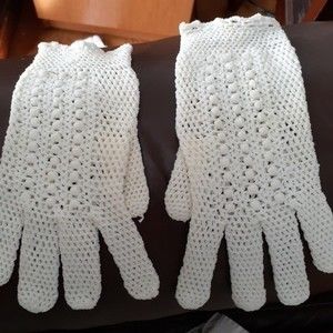vintage white Crochet gloves twee handmade